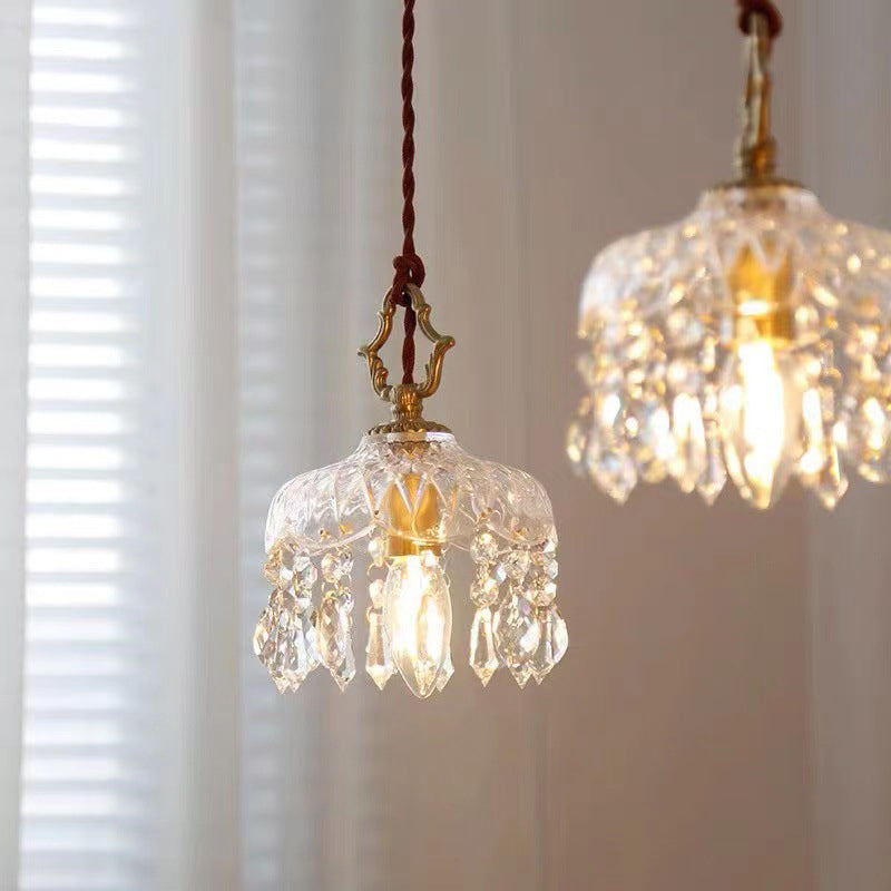 Krystal Blomsterpendel Med Varm Kobberglød Og Elegant Ambient Lys