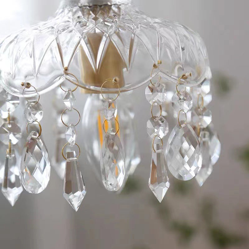 Krystal Blomsterpendel Med Varm Kobberglød Og Elegant Ambient Lys