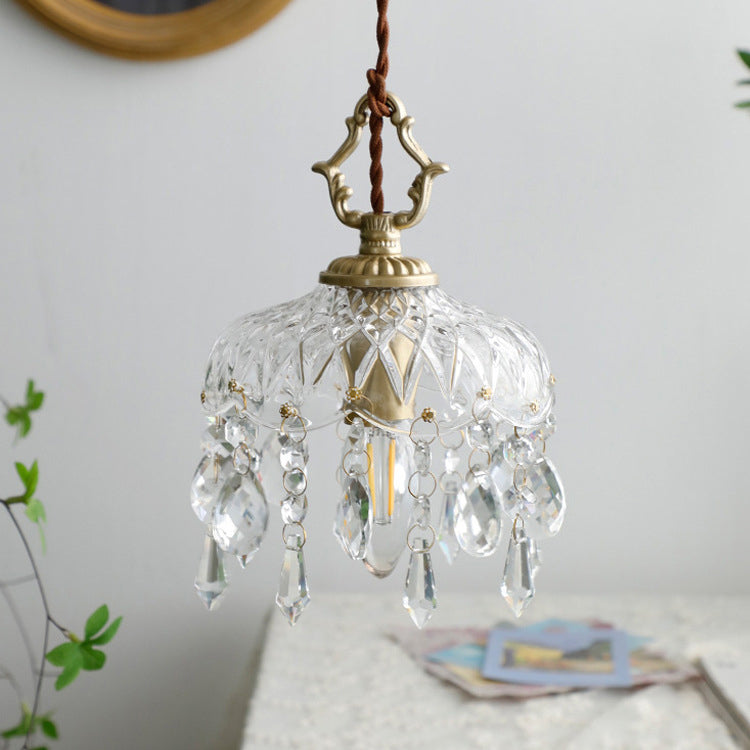 Krystal Blomsterpendel Med Varm Kobberglød Og Elegant Ambient Lys