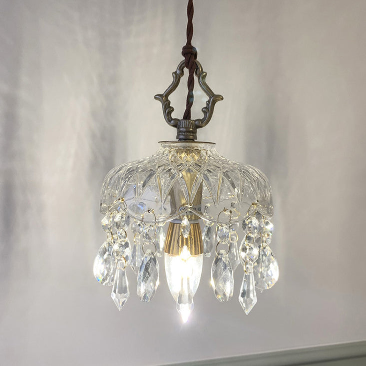 Krystal Blomsterpendel Med Varm Kobberglød Og Elegant Ambient Lys