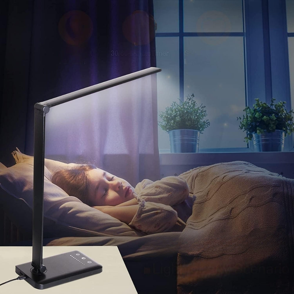 LED‑Bordlampe med Trådløs Opladning og Justerbar Lysstyrke for Moderne Arbejdspladser