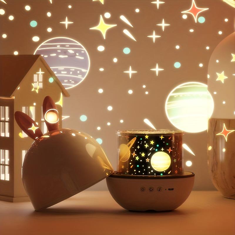 Stjerneprojektor Natlampe Med Musik, Fjernbetjening Og Timerfunktion