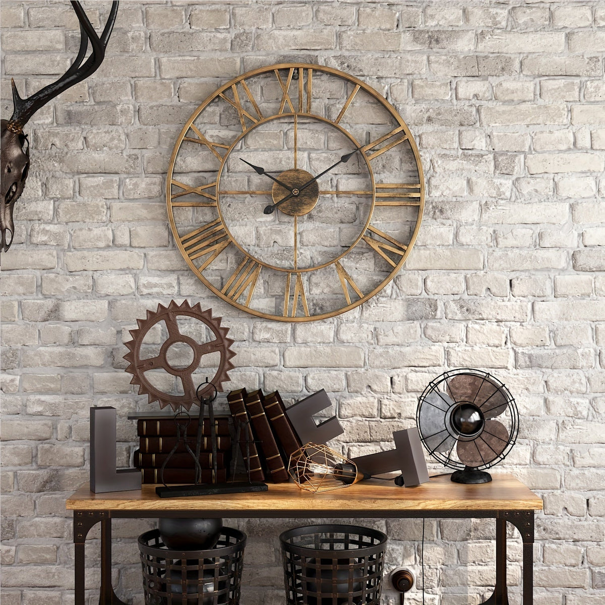 Rundt Lydløst Vægur i Metal med Klassisk Design og Rolig Drift