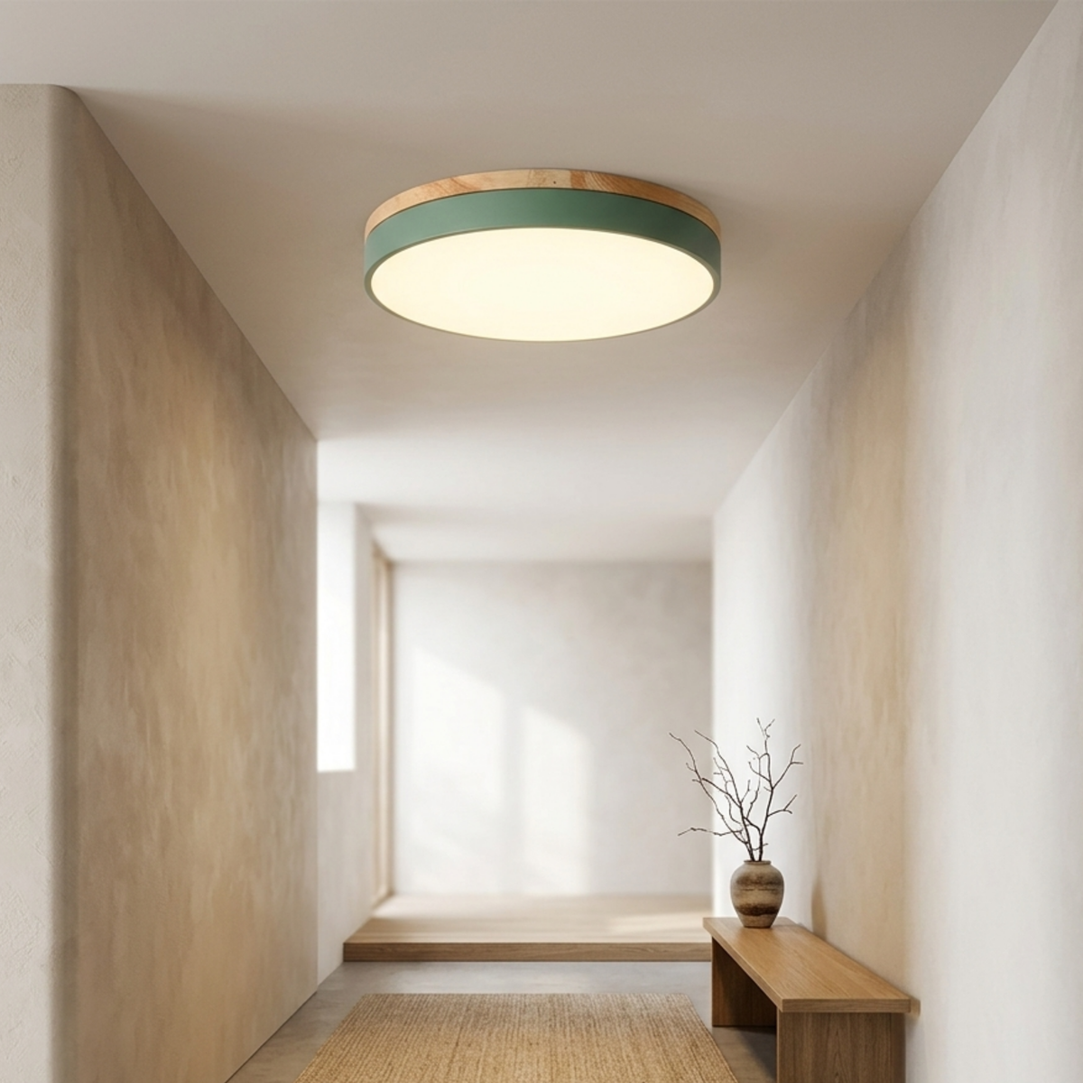 Flad Rund Loftlampe med Direkte Montering og Tre Lysfarver