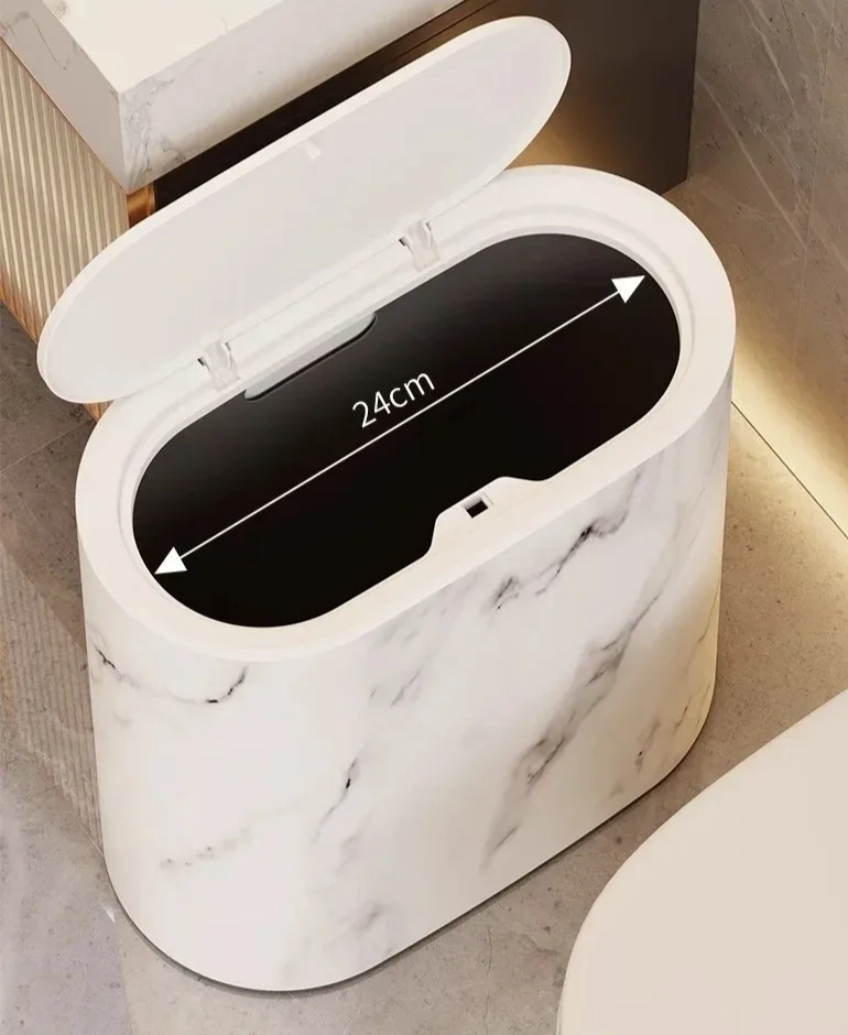 Affaldsspand Med Marmoreffekt Og Tryklåg Til Badeværelse Og Toilet