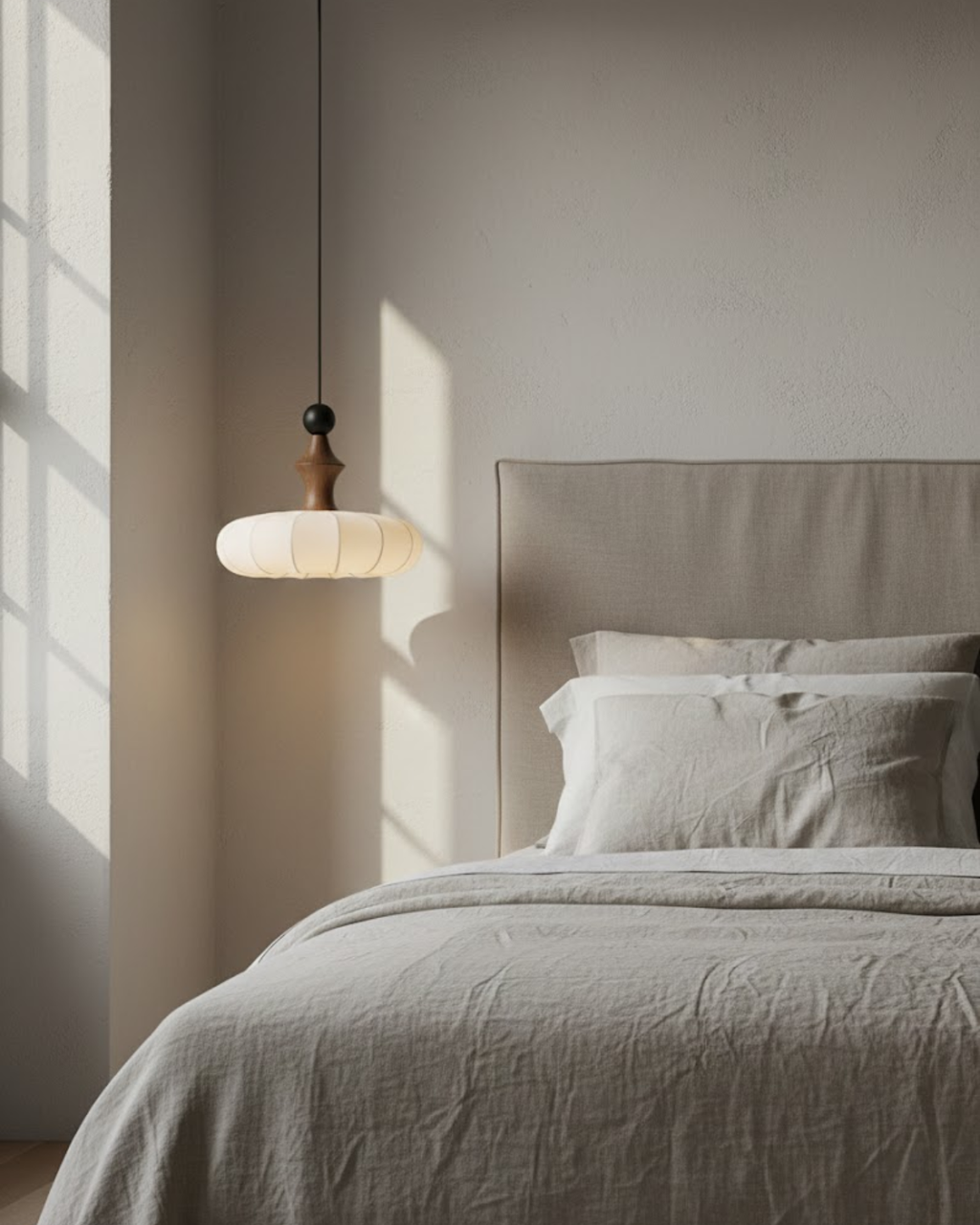 Pendellampe med Silkeblød Inderside og Elegant Naturlig Silhuet