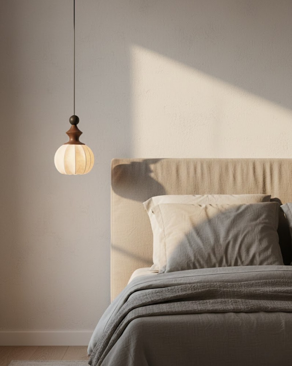 Pendellampe med Silkeblød Inderside og Elegant Naturlig Silhuet