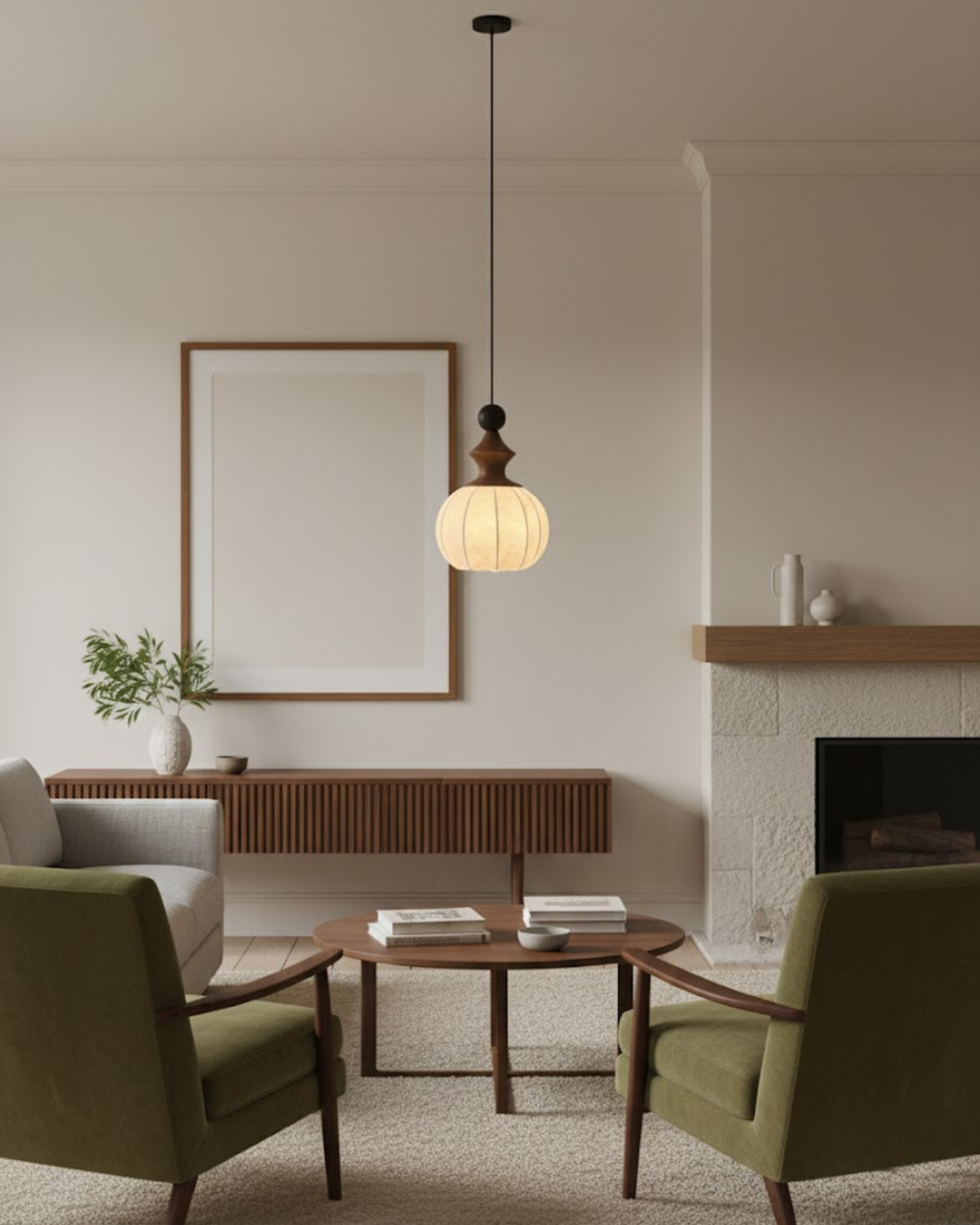 Pendellampe med Silkeblød Inderside og Elegant Naturlig Silhuet