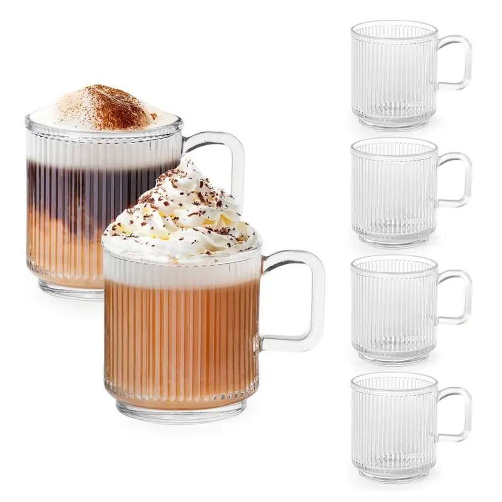 Glaskrus Sæt Med 6 Varmebestandige Kaffekrus Til Kaffe, Te Og Kolde Drikke
