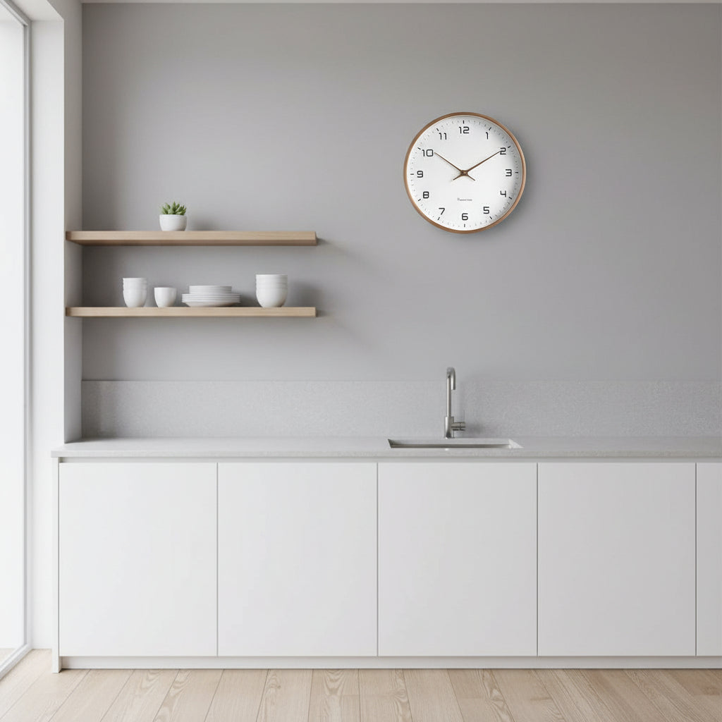 Minimalistisk Vægur i Skandinavisk Stil for Rolig og Moderne Indretning
