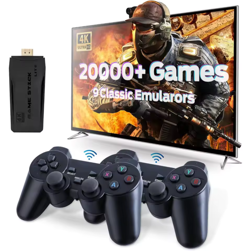 Retro Gaming Stick med 20.000+ Spil og Trådløse Controllere