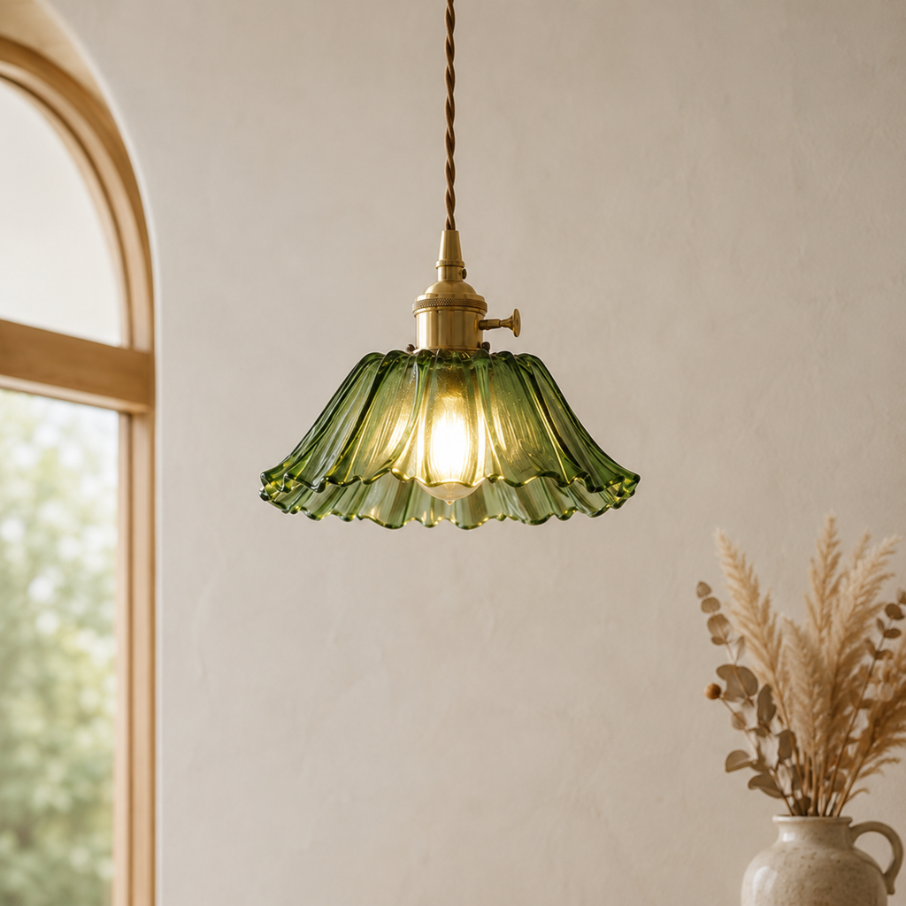 Moderne Glas Blomster LED Pendellampe