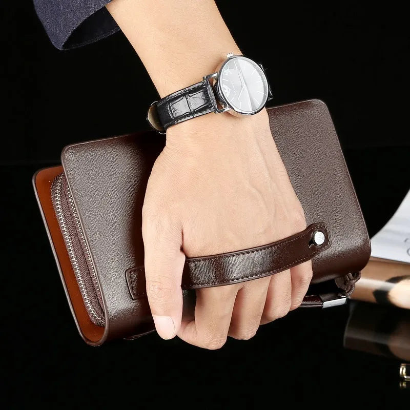 Mand Clutch Tas Med Klassisk Form Og Daglig Organiseret Opbevaring