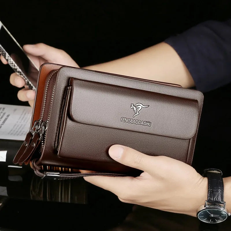 Mand Clutch Tas Med Klassisk Form Og Daglig Organiseret Opbevaring