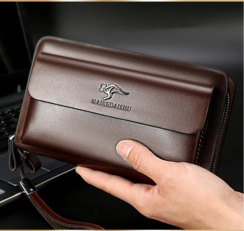 Mand Clutch Tas Med Klassisk Form Og Daglig Organiseret Opbevaring