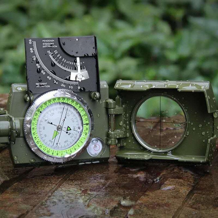 Militær Kompas Med Hældningsmåler Og 360° Navigation Til Vandring Og Friluftsliv