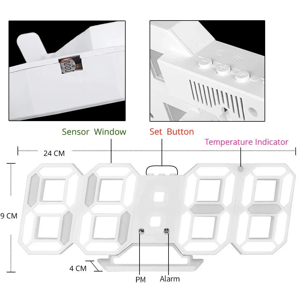 Digital LED‑Vægur med 3D‑Display for Klar og Moderne Tidsvisning
