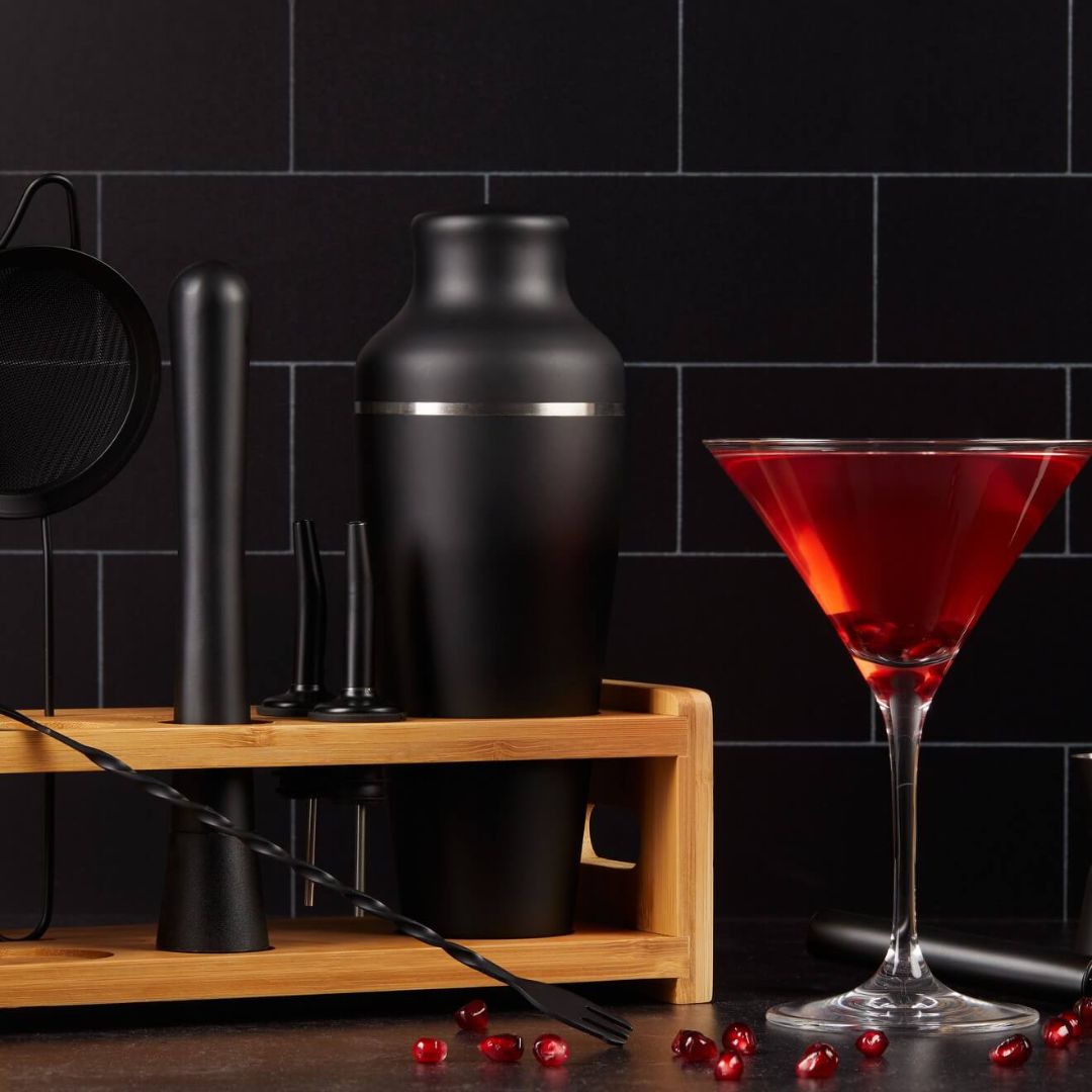 Cocktailsæt i Rustfrit Stål Med 8 Dele Til Hjemmebar Og Drinkblanding