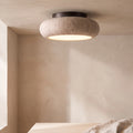 Japandi Loftlampe med Travertin-Look og Blødt Lys