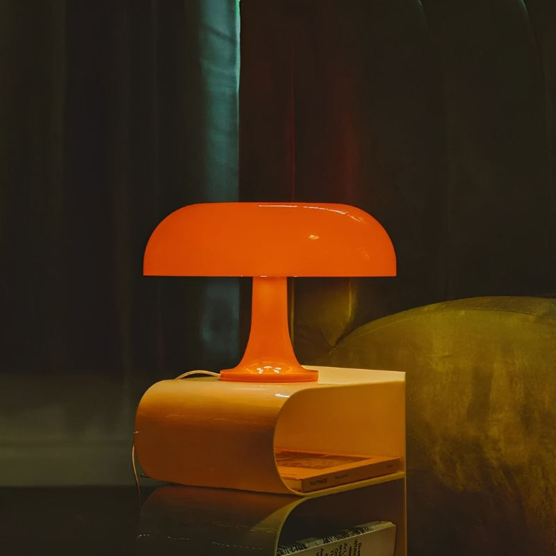 Retro Bordlampe Med Svampeform Og Justerbar LED-Belysning