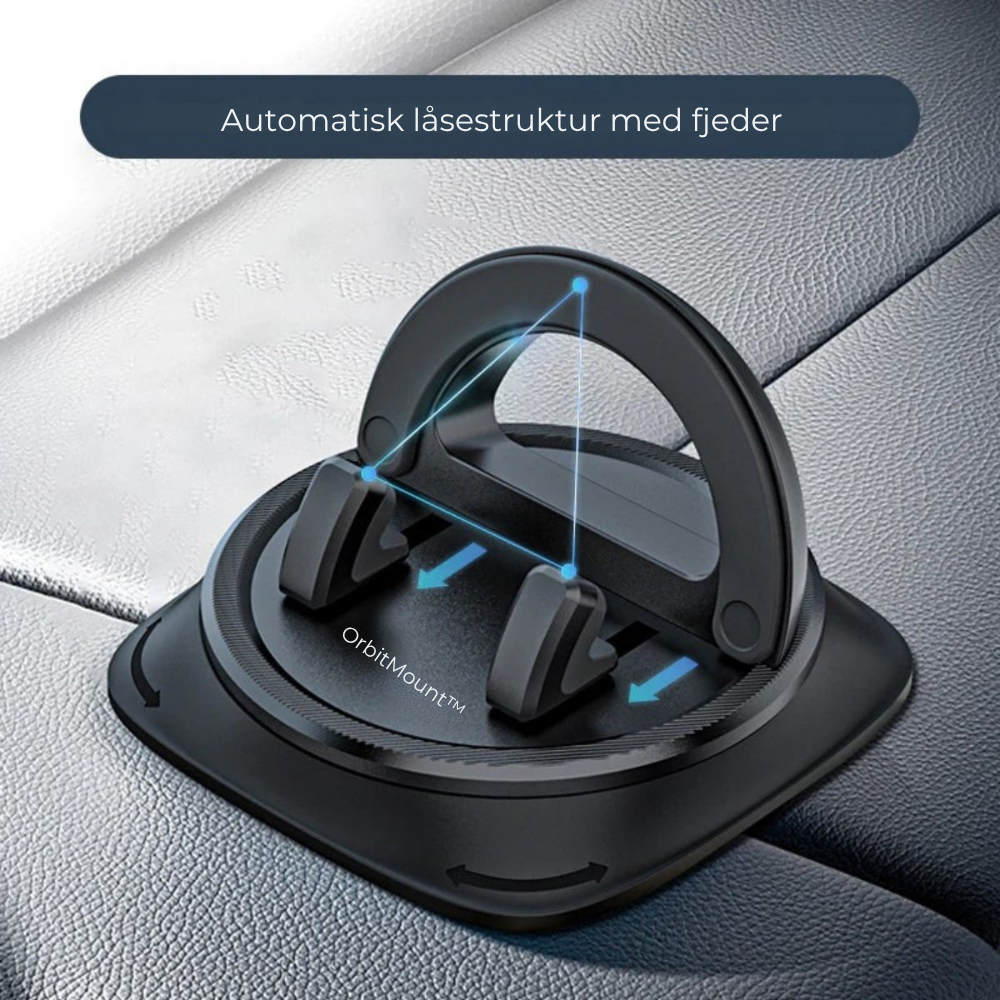360° Justerbar Mobilholder med Fjederlås til Bil