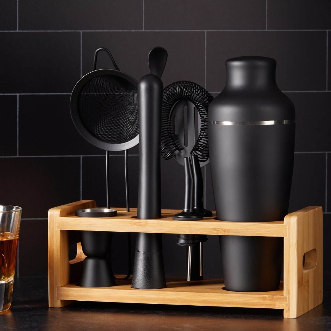 Cocktailsæt i Rustfrit Stål Med 8 Dele Til Hjemmebar Og Drinkblanding