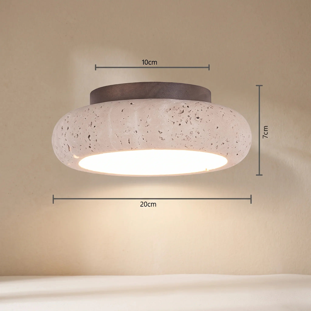 Japandi Loftlampe med Travertin-Look og Blødt Lys