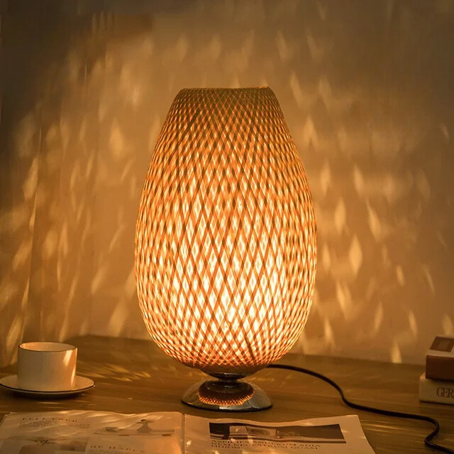 Bordlampe Bambu Klassisk Varm Naturlys