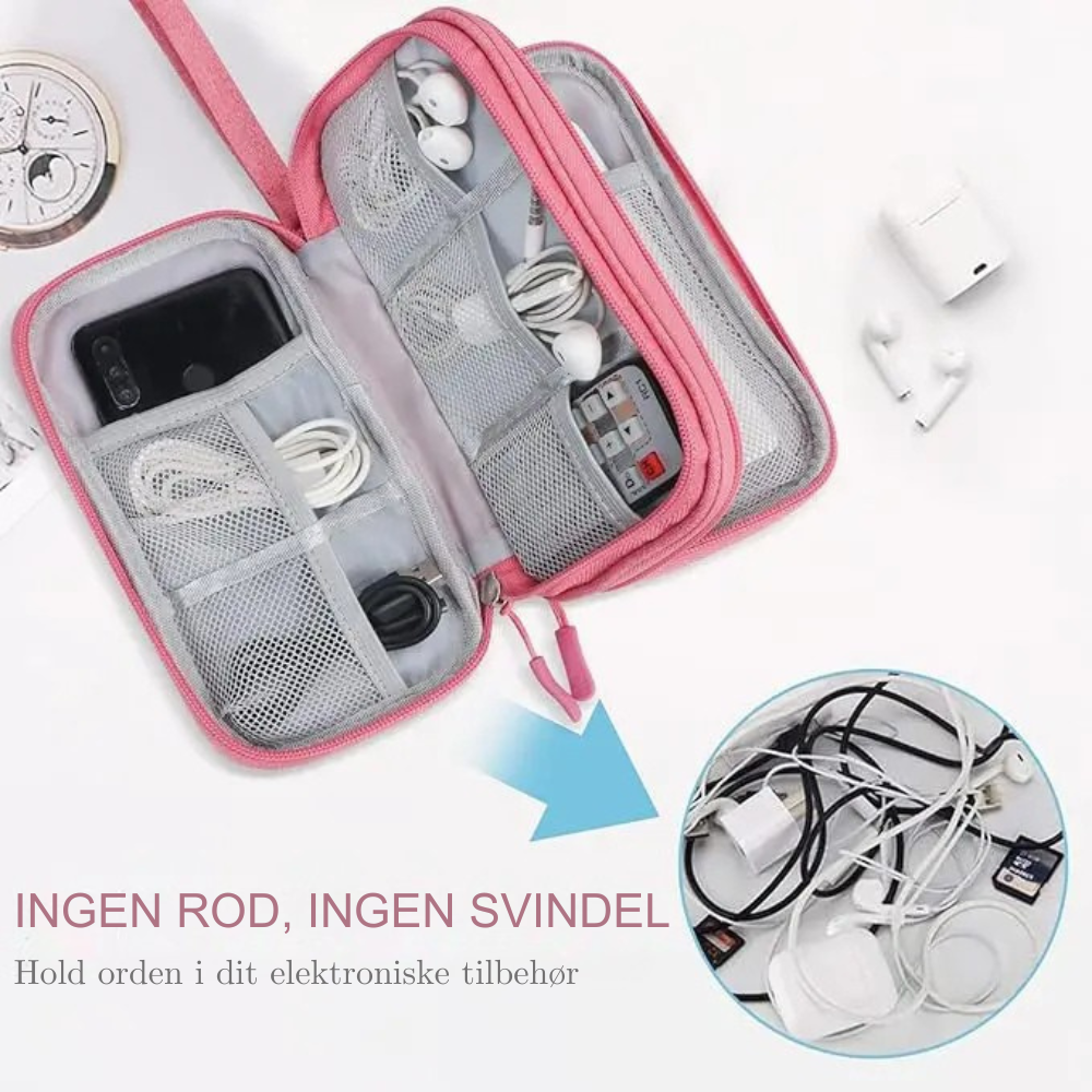 Kabelorganisator med Separate Rum og Elastiske Holdere