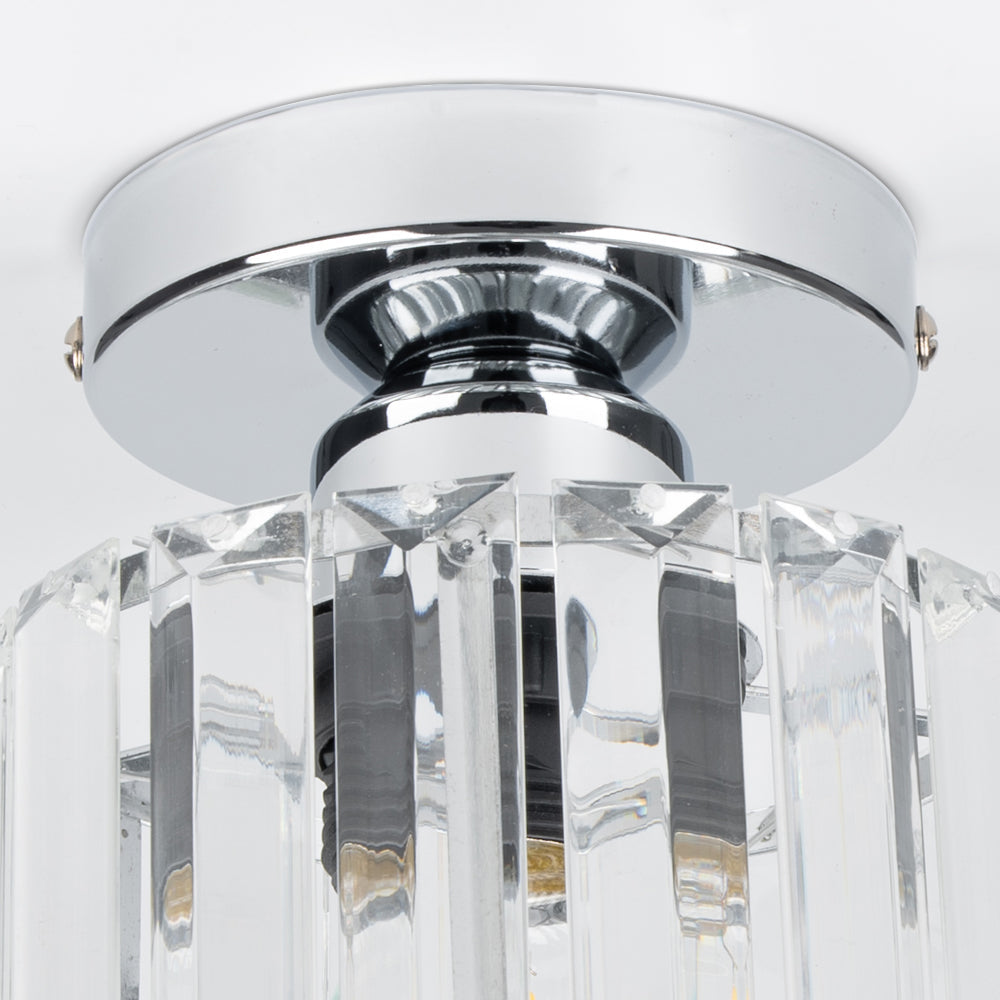 Kvadratisk Loftlampe i Messing med Krystalglas