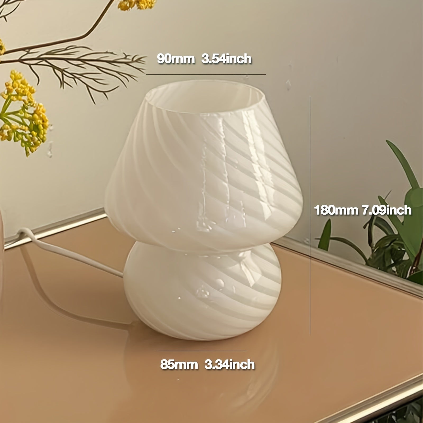 Glasbordlampe med Blødt Stemningslys og Retroform