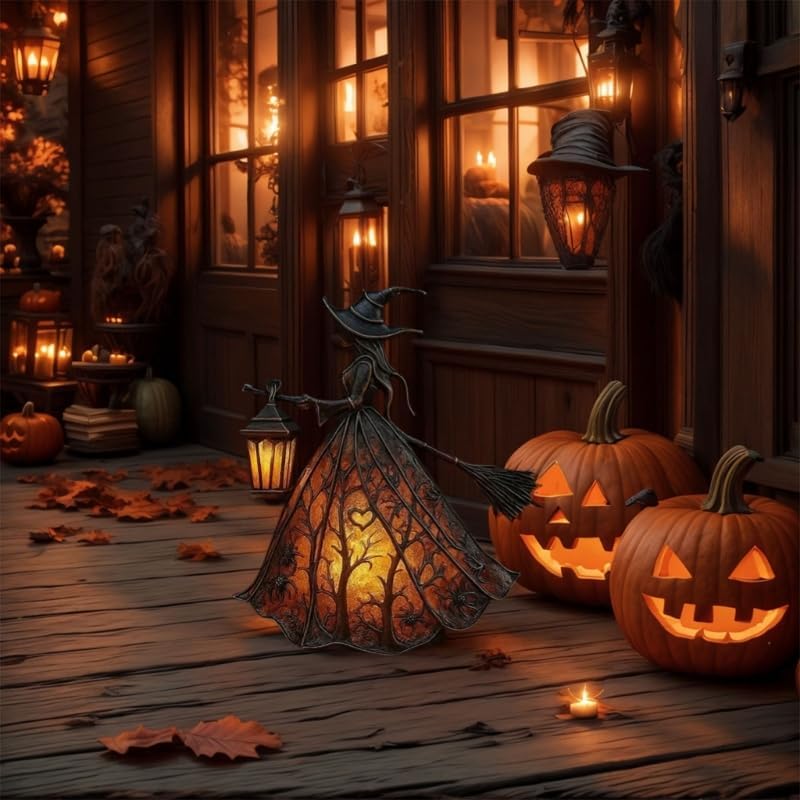 Halloweenlanterne Med Gotisk Design Og Ledlys For Magisk Stemning