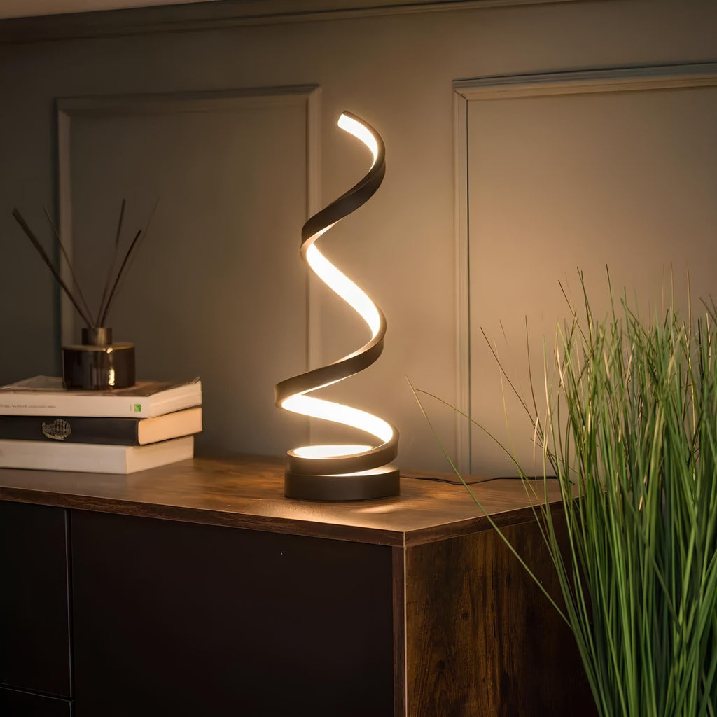 Spiralformet LED-Bordlampe i Metal med Dæmpbart Lys