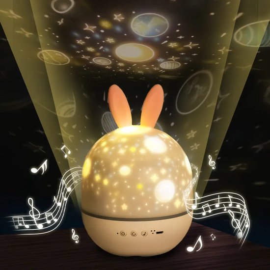 Stjerneprojektor Natlampe Med Musik, Fjernbetjening Og Timerfunktion