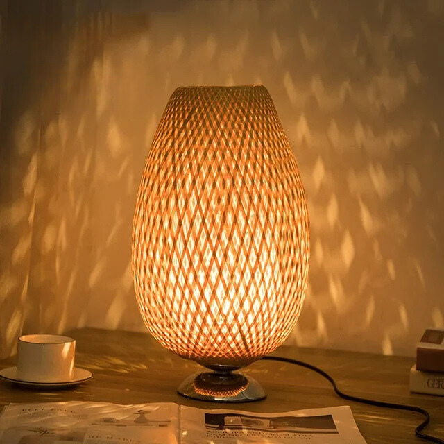 Bordlampe Bambu Klassisk Varm Naturlys