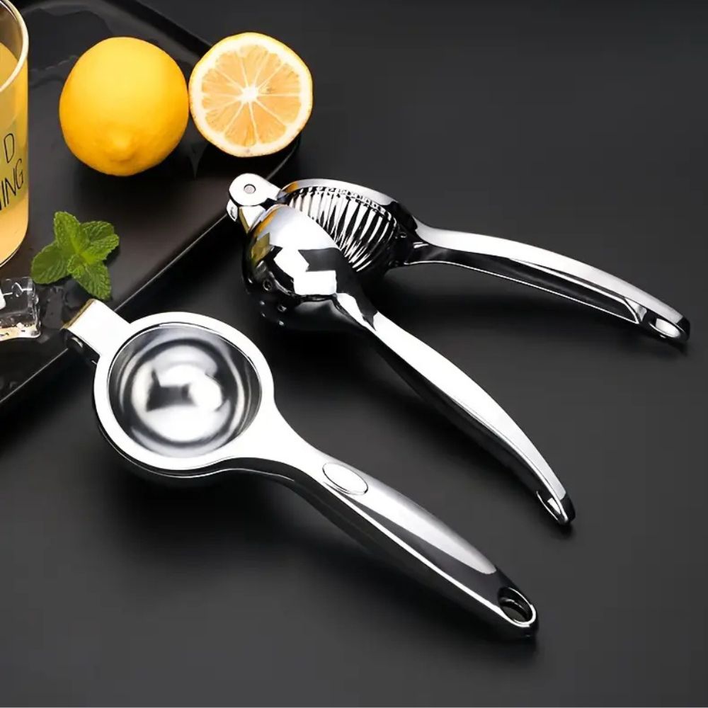 Citruspresser Af Rustfrit Stål Med Ergonomisk Haandtag Og Pulpfri Saft