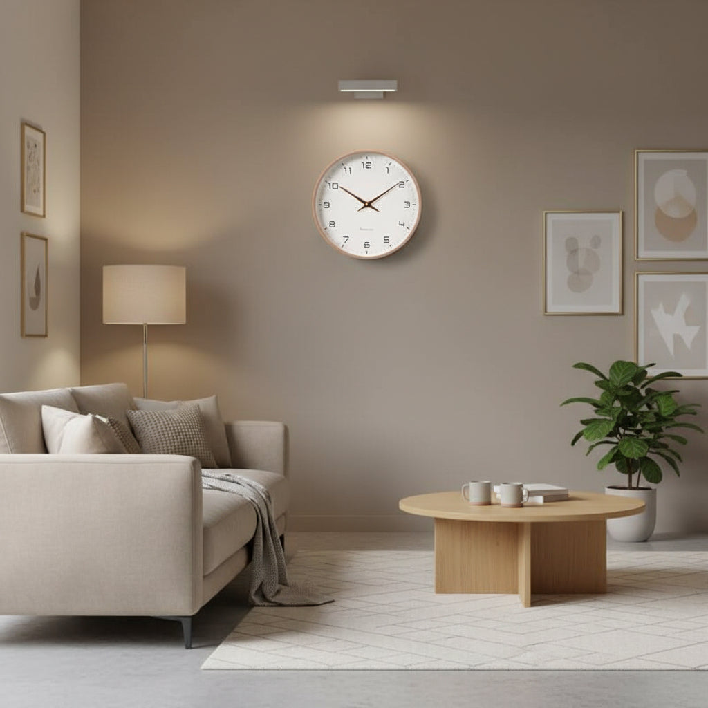 Minimalistisk Vægur i Skandinavisk Stil for Rolig og Moderne Indretning