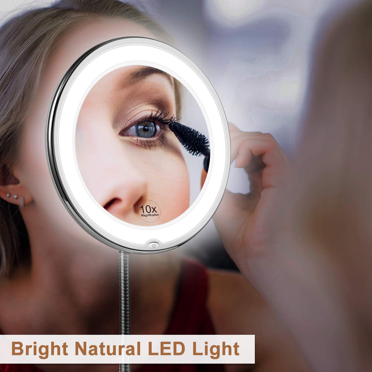 LED Makeup Spejl med 10x Forstørrelse og Fleksibel Arm