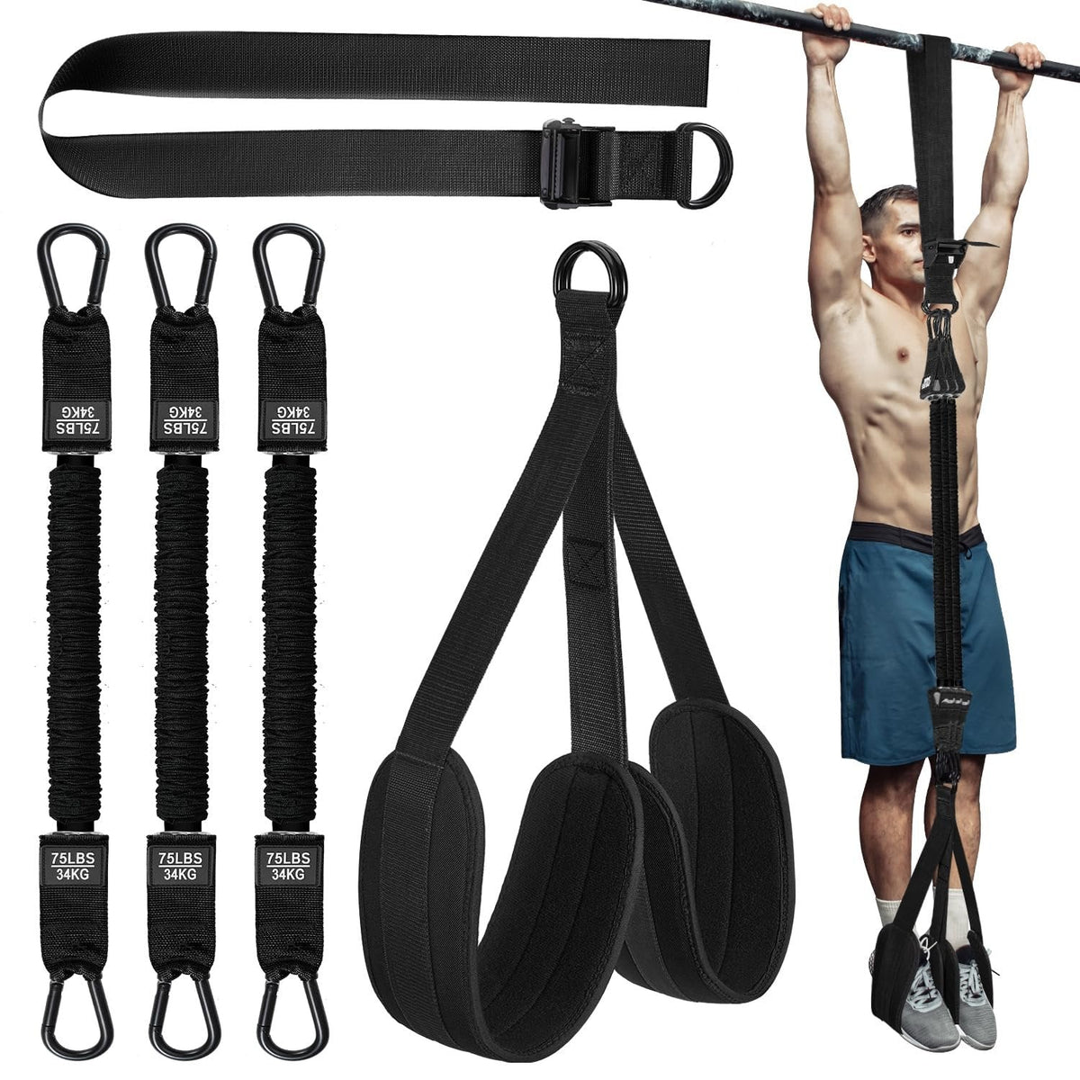 Pull-Up Træningsbånd Med Dobbelt Fodstøtte Til Assisterede Pull-Ups