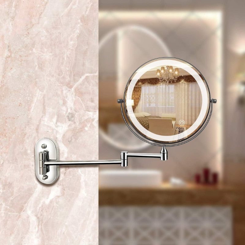 LED Makeupspejl med Forstørrelse og 360° Rotation