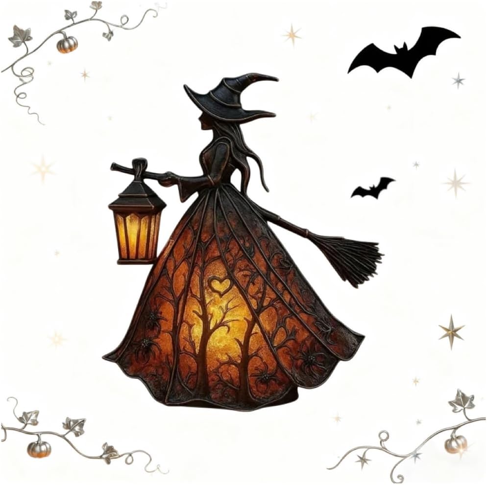 Halloweenlanterne Med Gotisk Design Og Ledlys For Magisk Stemning
