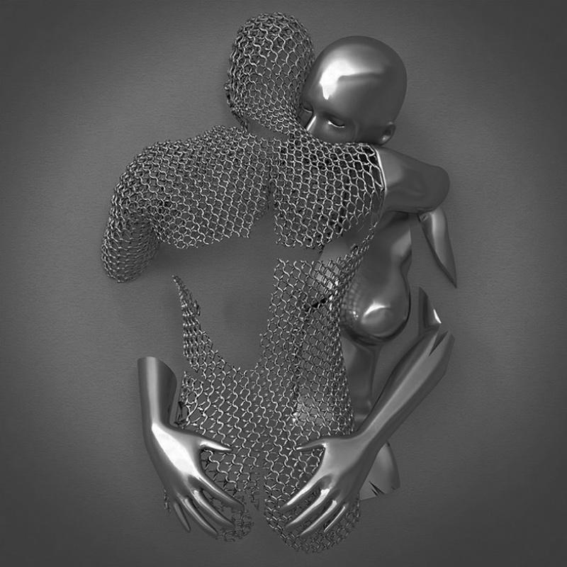Romantisk Vægkunst med Metallisk 3D-Effekt