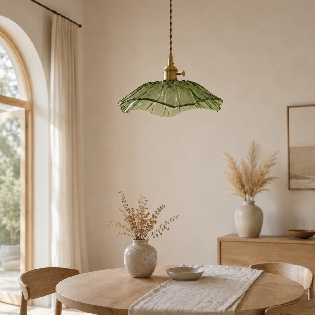 Moderne Glas Blomster LED Pendellampe