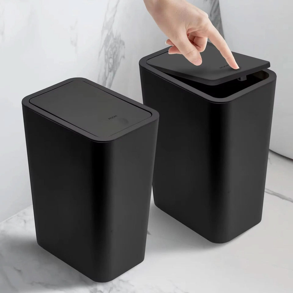 Slankt Affaldsstativ med Tryklåg og Moderne Pladsbesparende Konstruktion