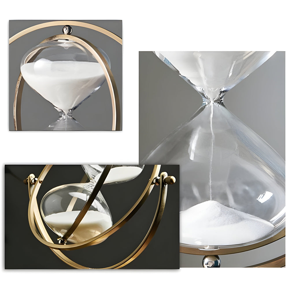 Timeglas Med Guldfarvet Ramme Og Dekorativt Design Til Hjem Og Kontor
