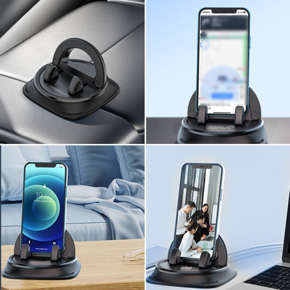 360° Justerbar Mobilholder med Fjederlås til Bil
