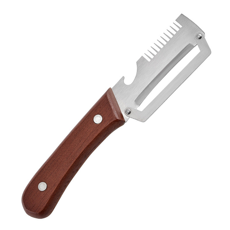 Multifunktionelt Køkkenværktøj med Præcisionsblade og Ergonomisk Træhåndtag