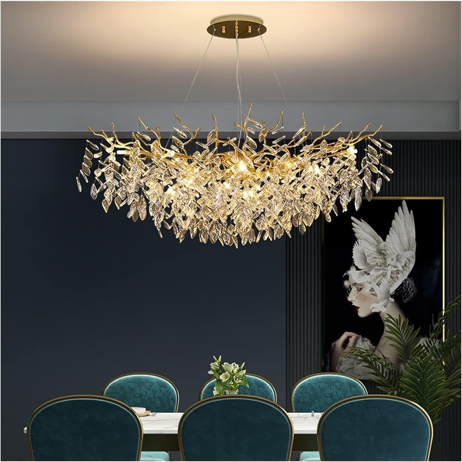 Moderne Krystal Loftlampe i Rund Geometrisk Design med LED Lys