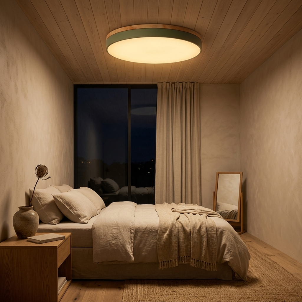 Flad Rund Loftlampe med Direkte Montering og Tre Lysfarver