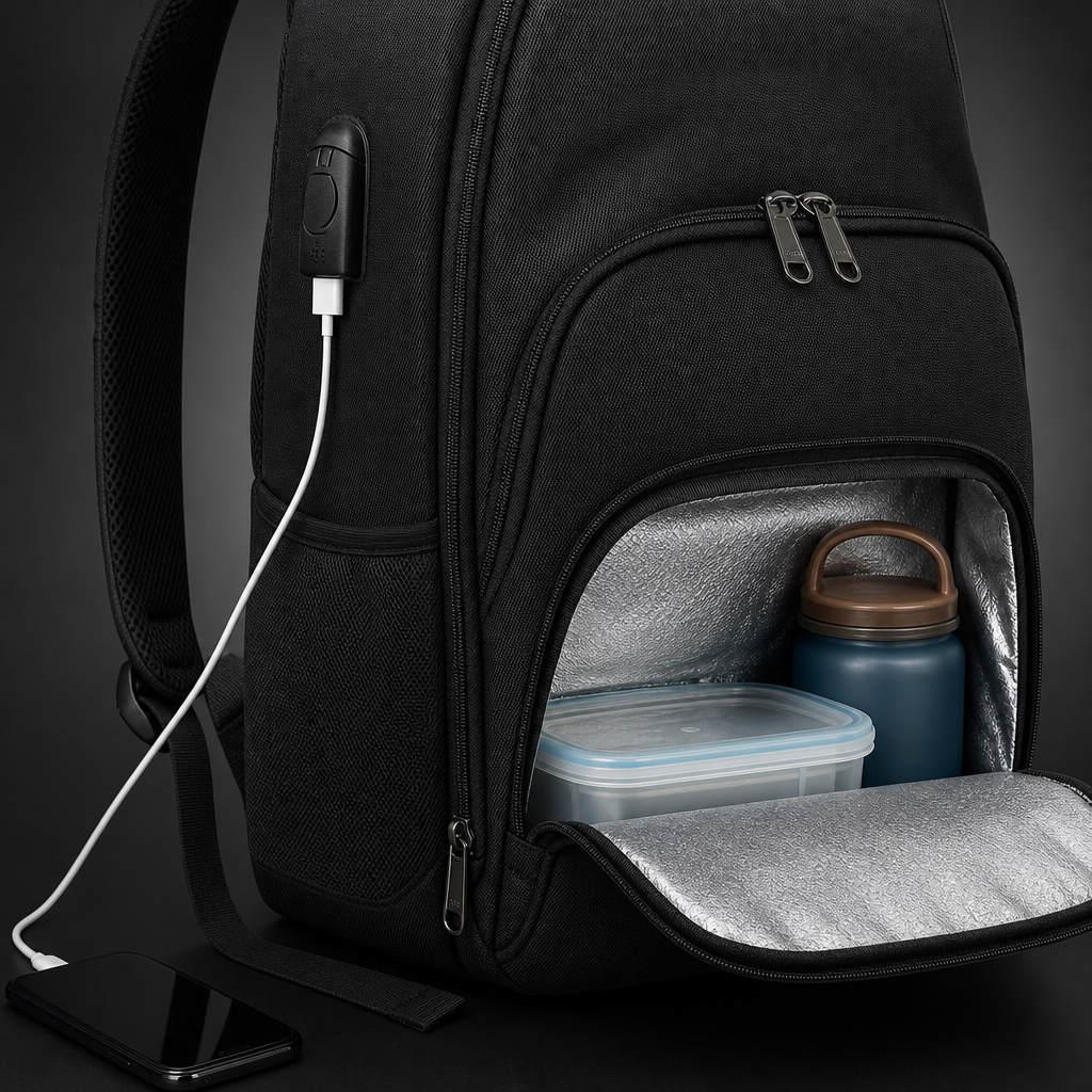 Vandafvisende Rygsæk med Laptoprum, Kølerum og USB-Port